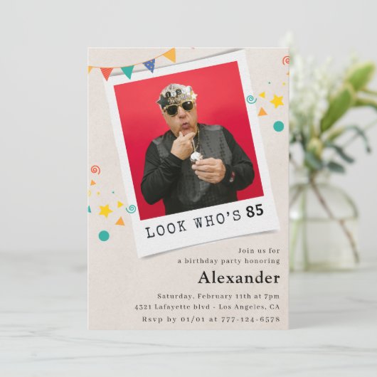 Drôle invitations à 85e anniversaire Hommes Fun Ph (Debout devant)