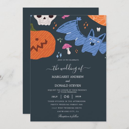 Drôle invitations de mariage Halloween (Devant / Derrière)
