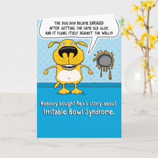 Drôle Irritable Bowl Syndrome Chien Carte d'annive (Fleur jaune)