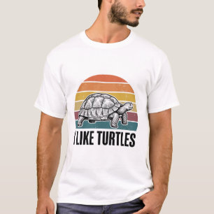 Drôle J'aime Les Tortues Vintage Gravure T-Shirt D