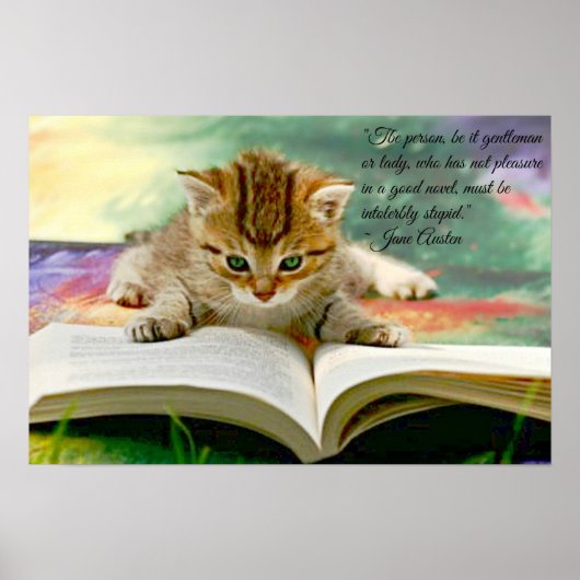 Drôle Jane Austen Citation et Poster Kitten (Devant)
