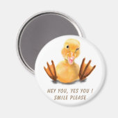 Drôle Jaune Duckling Jouer Magnet Smile Cartoon (Recto/Verso)