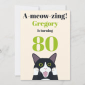 Drôle jeu de chat 80e anniversaire invitation fête (Devant)
