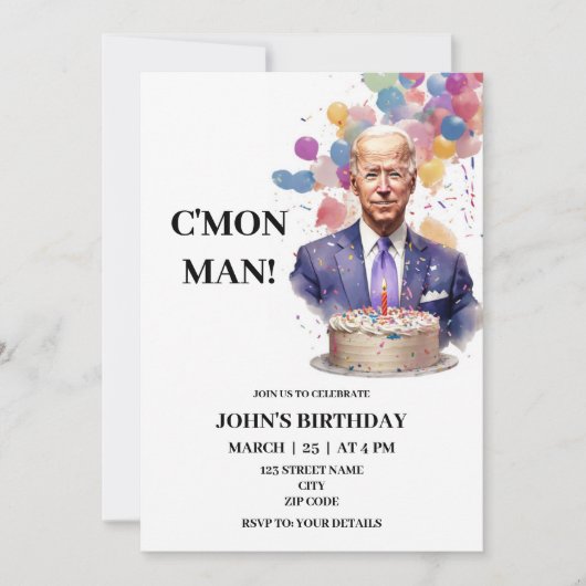 Drôle Joe Biden invitation Anniversaire (Devant)