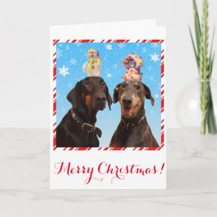 Drôle, jolie carte de Noël pour chien Doberman