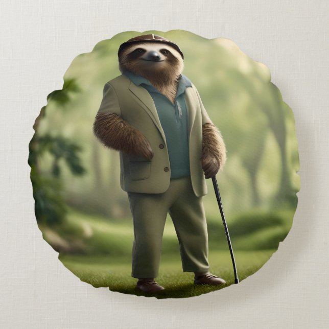 Drôle Joueur de golf de Sloth, Jeter Coussin (Devant)