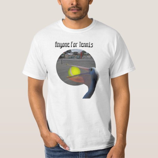 Drôle joueur de tennis Pelican, Mens Tshirt (Devant)