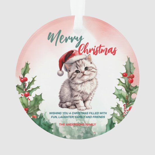 Drôle Joyeux Noël Wreath mignonne Chat chaton (dos)