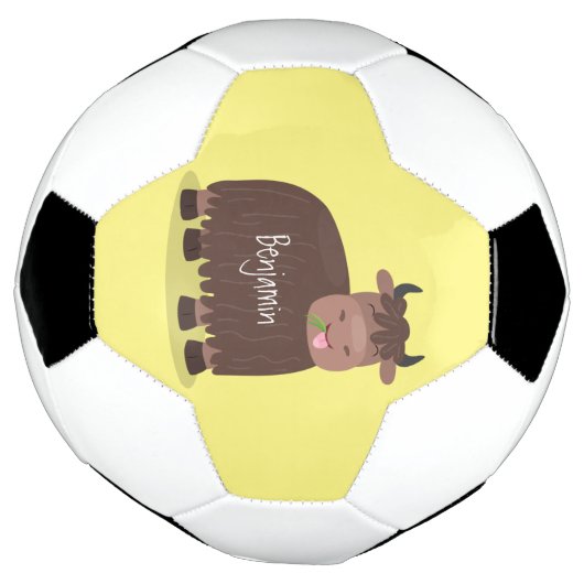 Drôle joyeux yak mangeant de l'herbe dessin d'illu (Tourné)