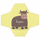 Drôle joyeux yak mangeant de l'herbe dessin d'illu (Plat)