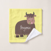 Drôle joyeux yak mangeant de l'herbe dessin d'illu (Gant de toilette)