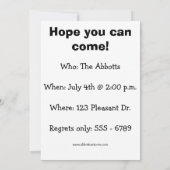 Drôle Juillet Quatrième Partie Invitations (Dos)