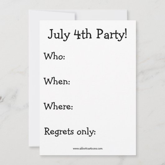 Drôle Juillet Quatrième Partie Invitations (Dos)