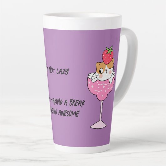 Drôle Lazy Chat Latte Mugs (Angle droit)