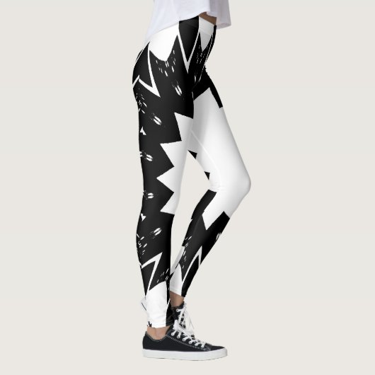 Drôle Leggings Black et White Star (Droite)