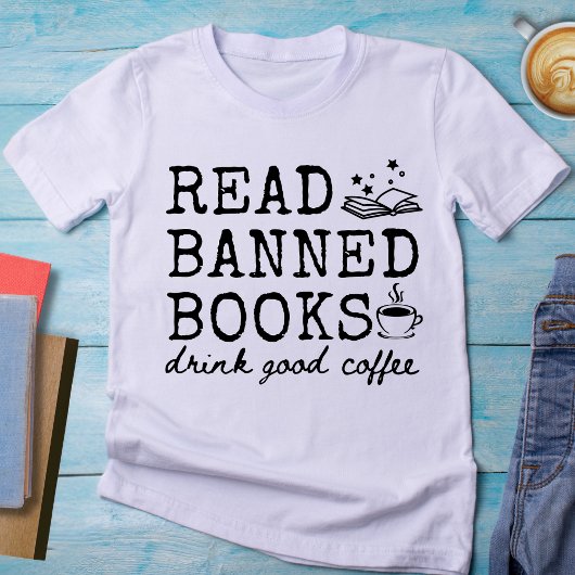 Drôle Lire Livres Interdits Boire Bon Café T-Shirt