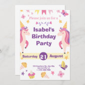 drôle Magique Unicorne Invitation Anniversaire (Devant / Derrière)