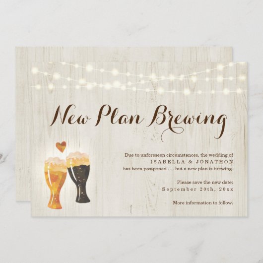 Drôle Mariage de la bière Faire-part de report (Devant / Derrière)