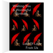 Drôle Meerkat Assis Sous Parapluie, Carte Annivers (Intérieur (Droit))