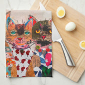 Drôle Mélange Média Chat 1/2 Plier Serviette de cu (Quart Plié)