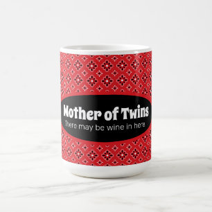 Drôle Mère des jumeaux Bandana Rouge café Mug
