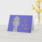 Drôle, mignon autruche. Ajouter année, nom carte A (Fleur jaune)