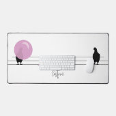 Drôle mignon Bubblegum Birds sur un fil blanc (Clavier et souris)