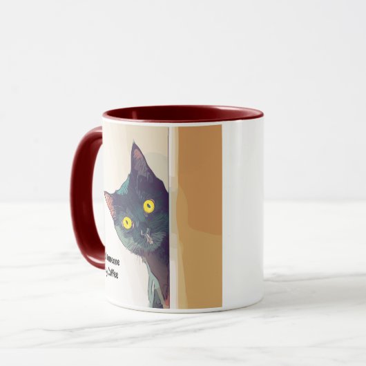 Drôle mignon Curious Chat illustré Mug (Devant gauche)