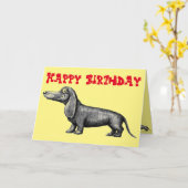 Drôle mignon dachshund joyeux carte d'anniversaire (Fleur jaune)