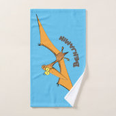 Drôle mignon dessin animé de pterodactyle volant o (Serviette à main)