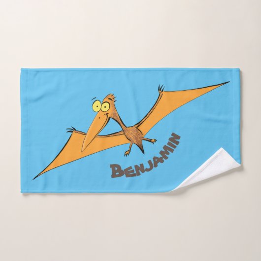 Drôle mignon dessin animé de pterodactyle volant o (Serviette à main)
