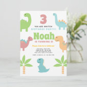 Drôle mignon Dinosaur Anniversaire Fête Invitation (Debout devant)