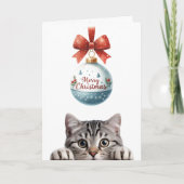 Drôle Mignonne Chat Noël Carte de voeux pliée (Devant)