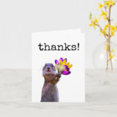 Drôle, Mignonne, Écureuil, Carte de remerciements (Fleur jaune)