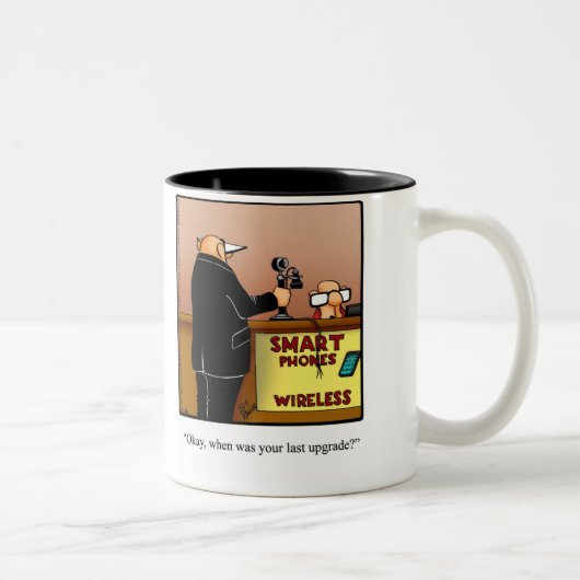 Drôle "Mise à niveau téléphonique" Humour Mug cade (Droit)