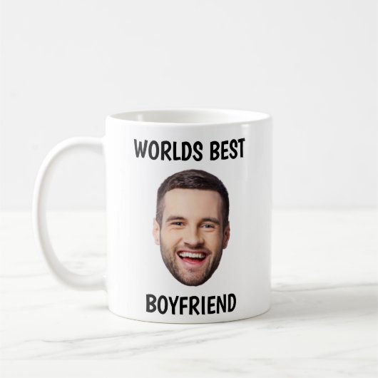 Drôle Monde Meilleur Petit ami Café Photo Mug (Gauche)