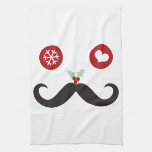 Drôle Moustache Visage Vacances Serviette main