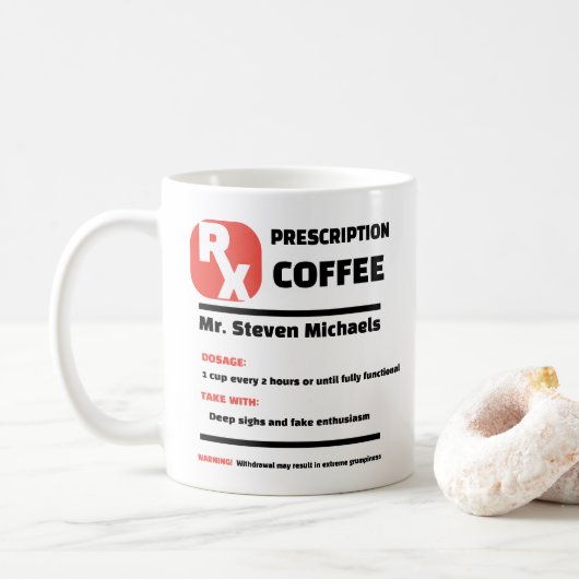 DRÔLE ! ☕ Mug de café avec ordonnance de blague pe (Avec donut)