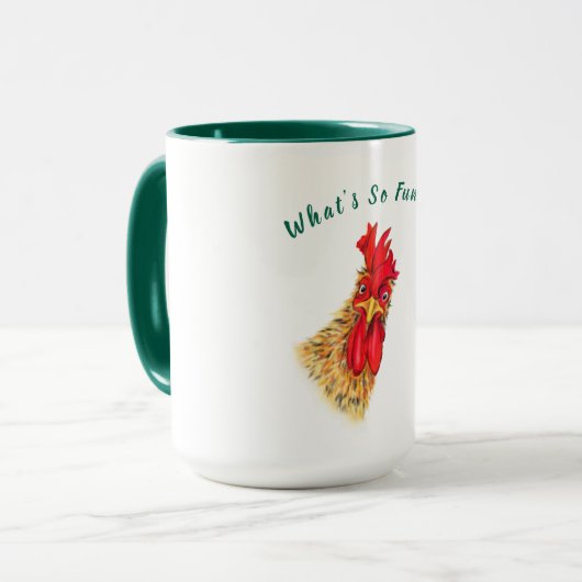 Drôle Mug de café surpris Rooster - Texte personna (Devant gauche)