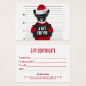 Drôle Mugshot Mauvais Père Noël Chien Carte cadeau (Devant & derrière)
