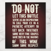 Drôle Ne Pas Contacter Les Ex Étiquettes De Vins ! (Étiquettes simples)