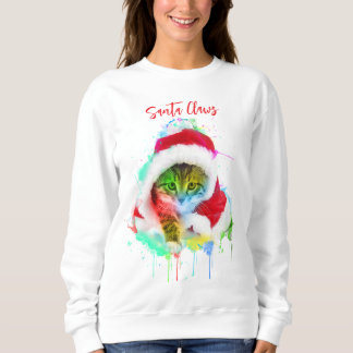 Drôle Noël Chat Sweatshirt Père Noël Claws