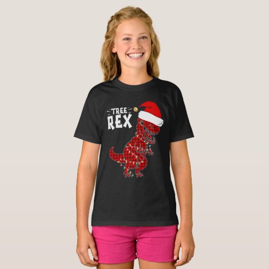 Drôle Noël Dinosaure Arbre Rex T-shirt (Devant entier)