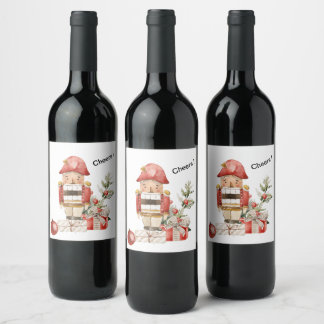 Drôle Noël Nutcracker Vin Étiquette