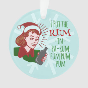 Drôle Noël Rétro Femme Boire Rum Holiday