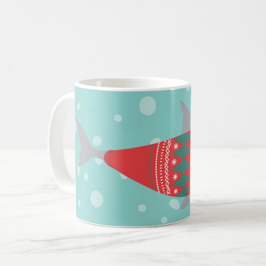 Drôle Noël Shark Coffee Mug (Devant gauche)