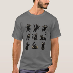 drôle noir neuf chats noirs t-shirt pour amoureux