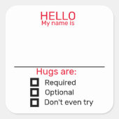 Drôle Nom de la partie Balise Badge Sticker Hugs (Devant)