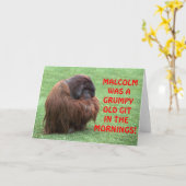 Drôle Orangutan Grumpy Vieux Git Carte de voeux (Fleur jaune)