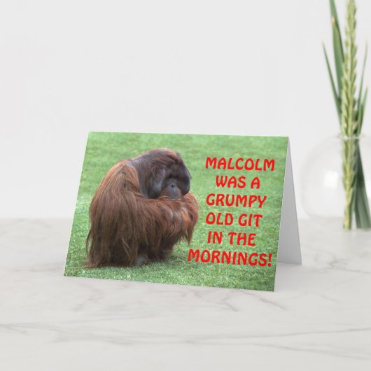 Drôle Orangutan Grumpy Vieux Git Carte de voeux (Devant)